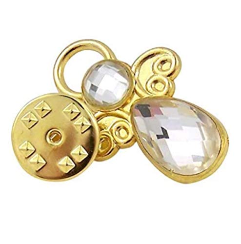 Gold Toned Glass Angel Lapel Pins, 1 Inch, Pack Of 5 #TOP5