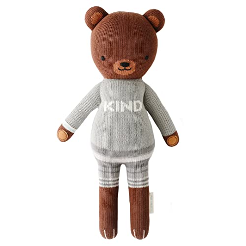 Image of cuddle + kind Oliver The Bear Little 13" Hand-Knit Doll – 1 Doll = 10 Meals, Fair Trade, Heirloom Quality, Handcrafted in Peru, 100% Cotton Yarn