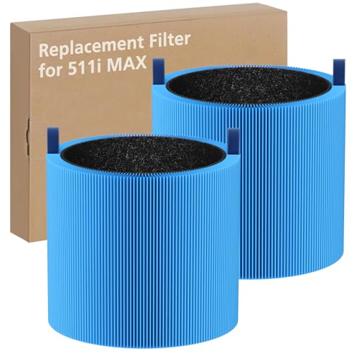 Image of 2-pack 511i MAX A11ergenBlock Replacement Filter Compatible with BLUEAIR HEPASilent Air Cleaner, Blue Pure F5MAX, Model Blue Pure 511i Max, BLUE