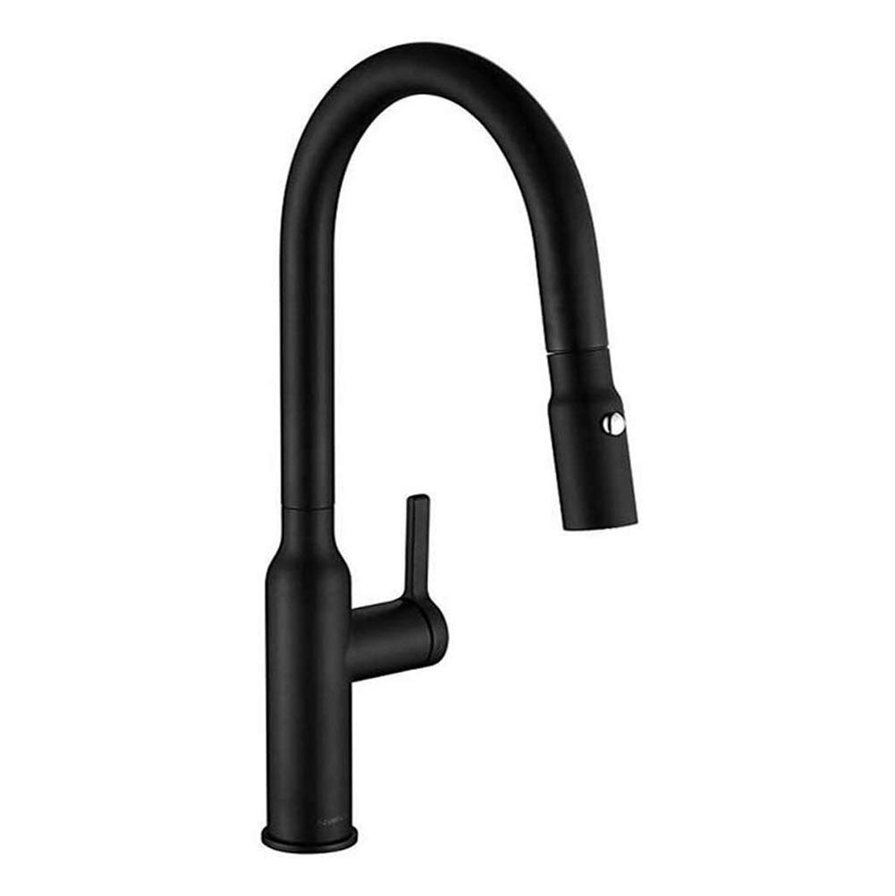 Rubinetto per lavabo Rubinetto da bagno Rubinetti neri da cucina con spruzzatore estraibile, Miscelatore Rubinetto da cucina a scomparsa ad arco alto a una maniglia, Beccuccio acqua calda e fredda R