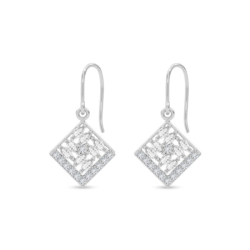 Image of CLARA 925 Sterling Silver Drop Earrings | Platinum Plated | Daily Wear |Gift for Women and Girls