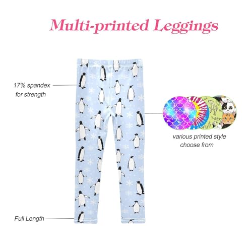 CaTaKu Girls Leggings Snowflake Cute Penguin Leggings for Girls Kids Athletic Workout Yoga Pants Size 4-10T4