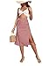 OYOANGLE Women's Boho Floral Print High Waisted A Line Split Thigh Summer Midi Skirt Pink Small
