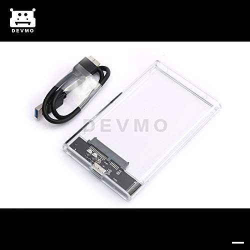Caja externa USB 3.0 para disco SATA 2.5" transparente miniatura 2