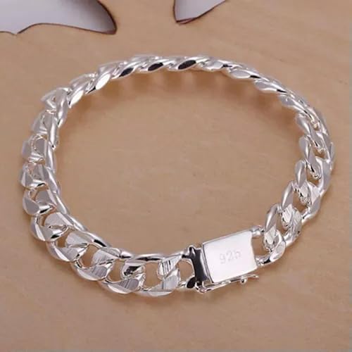 Pulsera de Plata 925 para Hombre, Cadena Gruesa y Pesada de eslabones cubanos, de Moda para Hombres.