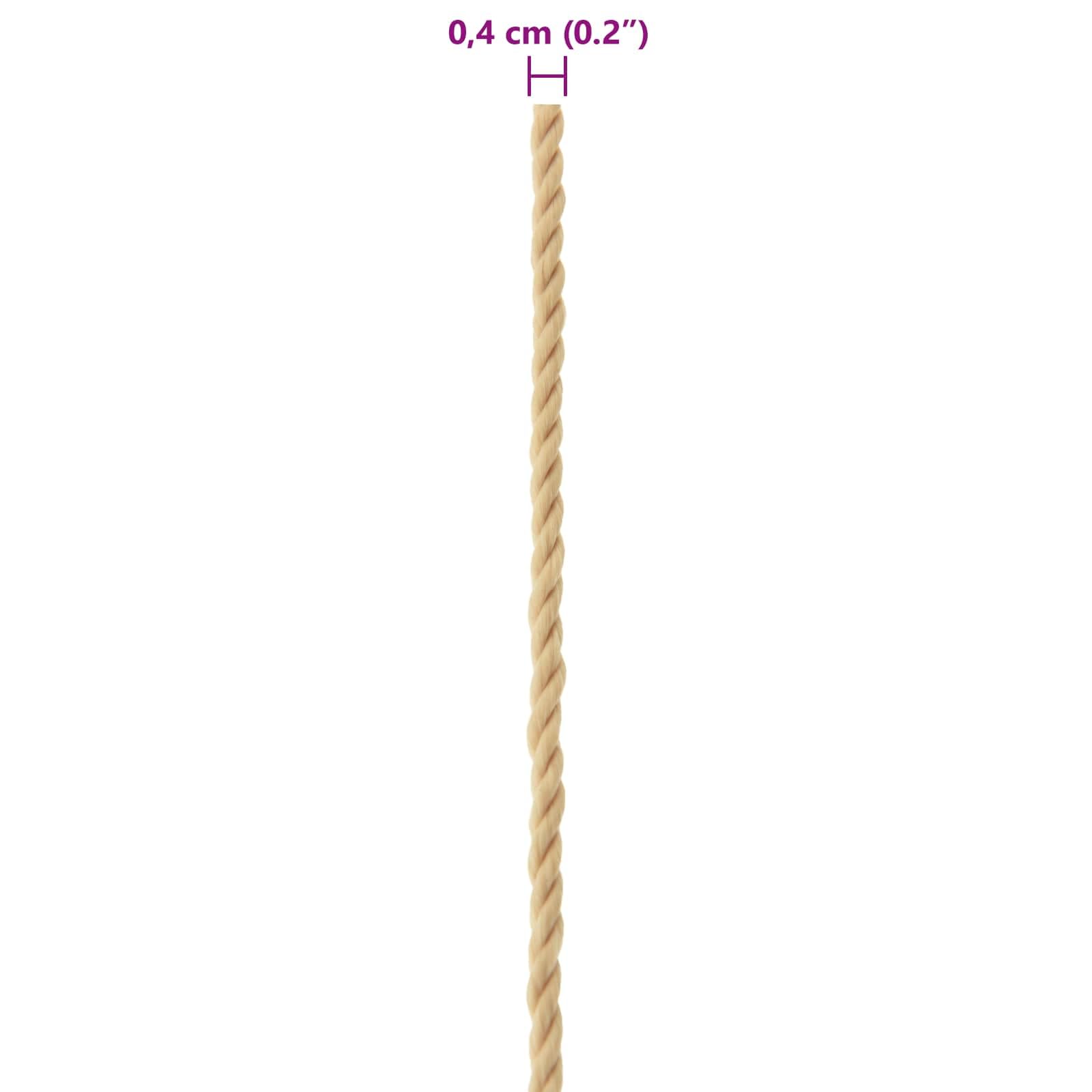Corde de bateau - Diamètre : 4 mm - Longueur : 25 m - En polypropylène - Couleur naturelle - Résistant aux intempéries - Résistant aux UV - Polyvalent - Pour bateau, camping, jardin et