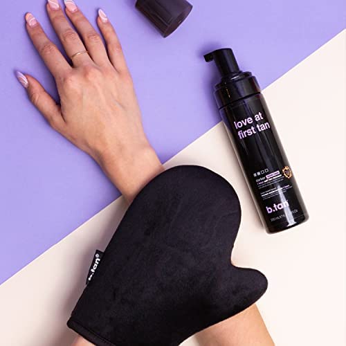 b.tan love at first tan gift set bundle - includes 4 items, self tanner mousse/lotion, bronzing drops & tanning mitt - fake tan