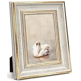 Afuly フォトフレーム KG/ハガキ（10x15cm）おしゃれ 写真たて アンティーク ホワイト ゴールド 縦横置き 額縁 壁掛け お祝い 記念日 誕生日 ナチュラル プレゼント バレンタイン 装飾