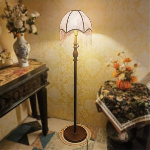 Lámpara de pie con borlas, lámpara de pie decorativa retro para sala de estar, dormitorio, estudio, muebles creativos para el hogar