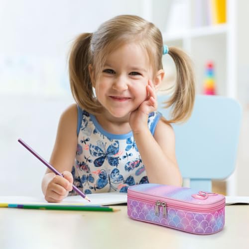 Image of Bagseri Pencil Case for Boys - Expandable Cute Kids Pencil Case | Wide Opening Pencil Pouch Organizer for School Supplies, Cute Kids Pencil Case for Boys, Blue Basketball