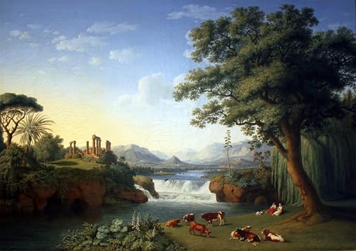 Impression peinture huile Jacob Hackert Paysage Affiche Toile Décoration Bureau 60x90