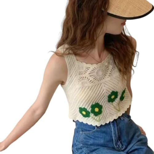 Image of NAIADES Women's Handmade Crochet Crop Top, Sleeveless Top for Women,Comfortable Fit