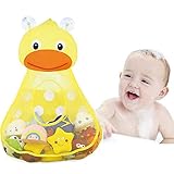 Material: Poliéster Lomire Organizador de Juguetes Baño, Bolsa de Almacenamiento Cuarto de Baño Bañera de Malla con Fuertes Ventosas Multiusos para Los Juguetes de Baño de Bebés,Pato