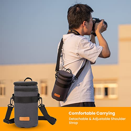 Tarion Pro Camera Lens Case Hard Case Camera Lens Pouch Padded Camera Lens Bag Shockproof Lens Carry Case With Shoulder Strap For Dslr Slr Lens Camera Lens Storage Bag Black Size Xxl 4.5X7.5 Inches #TOP7