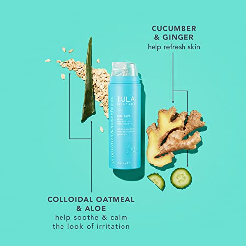 Tula Skin Care Super Calm Gentle Milk Cleanser | Nourishing And Calming For Sensitive Skin With Colloidal Oatmeal, Cucumber & Ginger | 5 Fl. Oz. #TOP3
