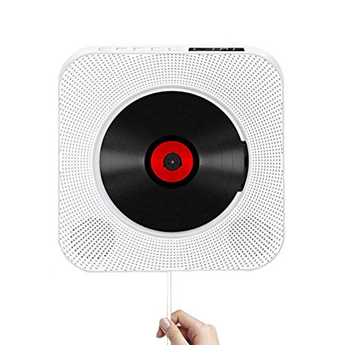 Tragbarer CD Player mit Bluetooth, Wandmontierbarer CD-Musik-Player mit Staubschutz Heim-Audio-Boombox mit Fernbedienung,FM-Radio, USB mp3