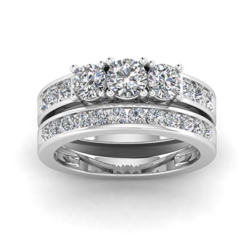 1.50ctw Diamond Three Stone Bridal Set in 10k White Gold