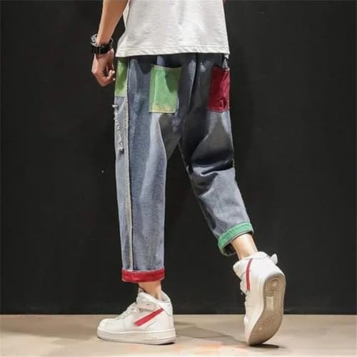 Men Cowboy Pants Cotton Streetwear Trousers Goth Korean Jeans3