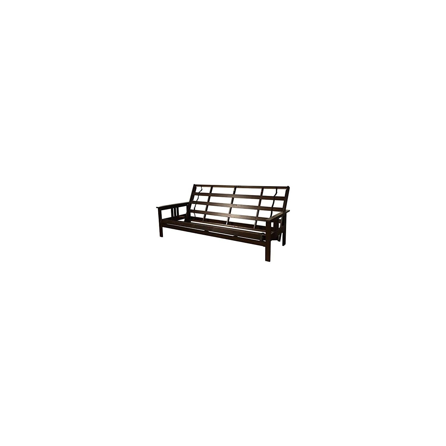 HomeStock Wood Futon Frame Queen Size - Classic Style Sofa Bed with Mission Arms Frame Only/Espresso