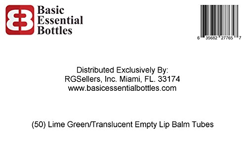 Basic Essential Bottles Empty Lip Balm Tubes, Lime Green, Pack of 50, 5.5ml (3/16 oz.)