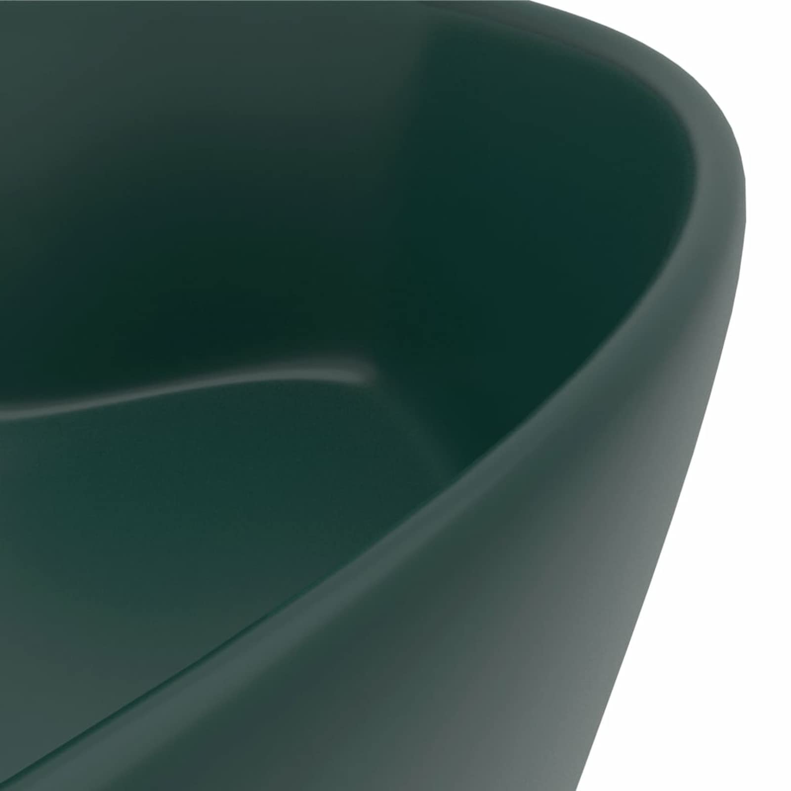 Gecheer Lavandino con Troppopieno,Lavabo da Appoggio in Ceramica,Lavandino da Appoggio,Lavabo in Ceramica,Lavello per Bagno,Cosmetici o Toilette,Lavandino Rotondo Verde Scuro Opaco 36x13 cm