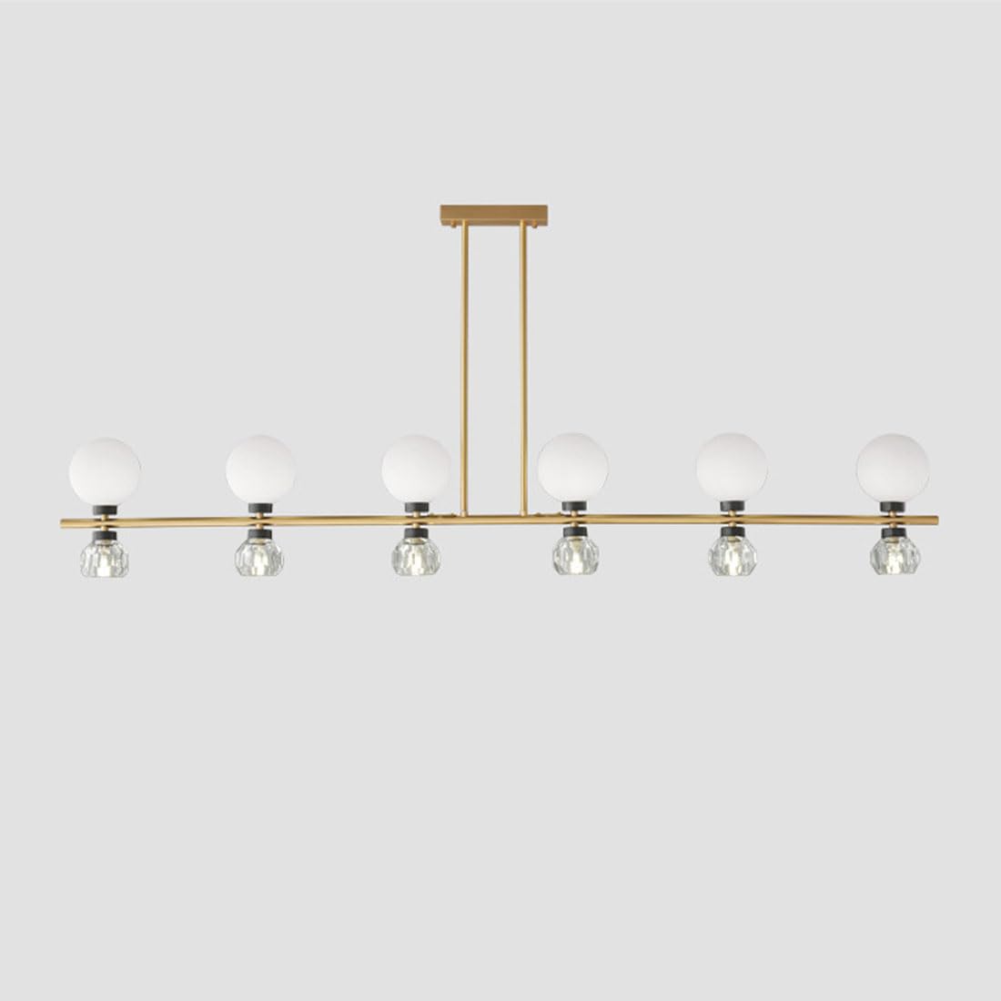 KXEcoLife G9 full copper light luxury crystal chandelier, Scandinavian style spectrum eye protection lamp, creative up and down luminous for living room bedroom,Long,12 Heads