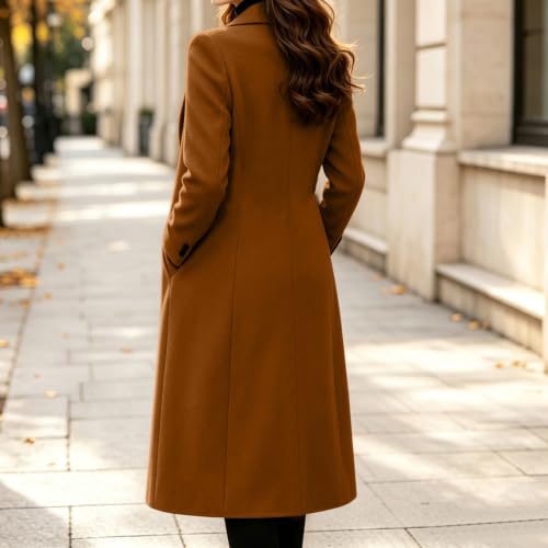 FPMLUXLL Winter Coats for Women Long Length Single Breasted Warm Pea Coats - image 5