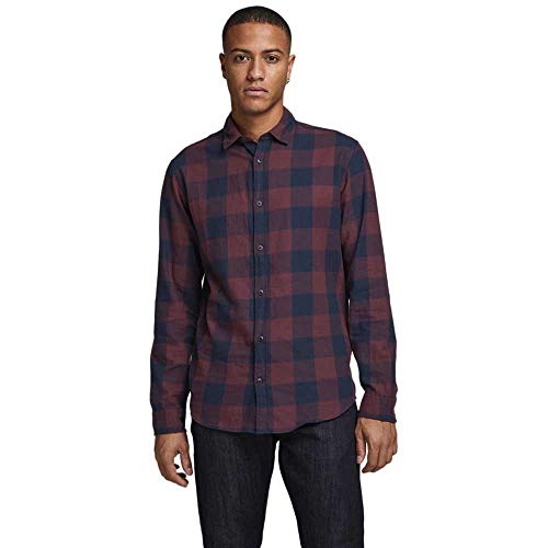 Jack & Jones Jjegingham Twill Shirt L/S Noos Camisa, Hombre, Puerto Royale, L