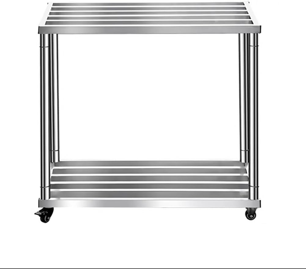 Double-Layer Metal Aquarium Stand,Heavy Duty Fish Tank Stand, Stainless Steel Frame,Universal Wheel Design,Movable Cart,Thickened Balcony Flower Stand,50 * 30 * 50cm