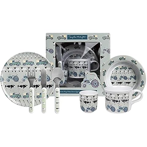 Sophie Allport - Kids Melamine Dining Set, Including Plate, Bowl, Cup and Cutlery, On The Farm, Childrens Gift Set, Dishwasher Safe Cover