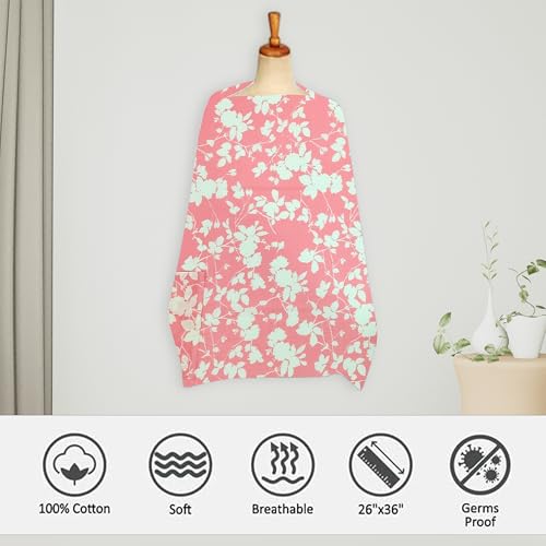 Image of ZIKKU 100% Cotton Nursing Cover for Breastfeeding, Soft and Breathable, Feeding Apron /Cover for Nursing Moms, Lightweight and Comfortable Maternity Breastfeeding Cover with Mobile Pocket (Pink Flower)