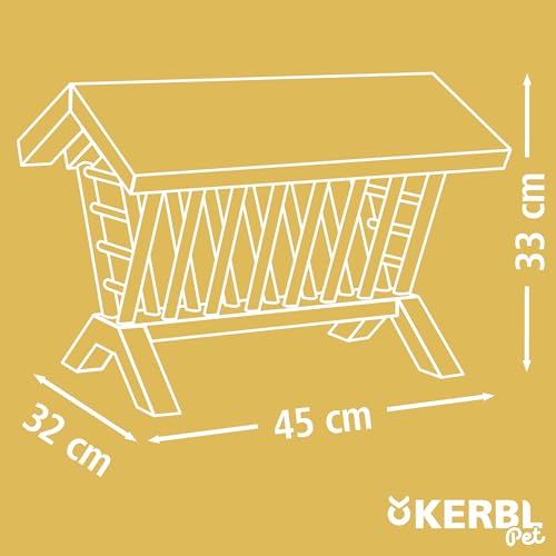 Kerbl Pet Heukrippe Nature, Futterkrippe, 45x32x33 cm, leichte Befüllung, rundum Fressgelegenheit, Stabiler Stand, aus naturbelassenem Holz