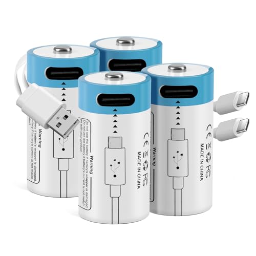 heixxow USB Rechargeable Battery 4 Pack, 16340 High