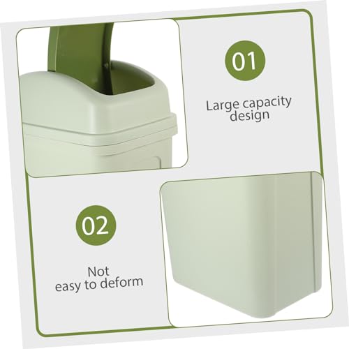 Caneca de basura rectangular con tapa 10L verde claro miniatura 3