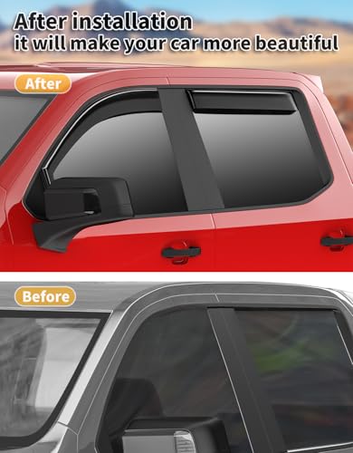 Image of in-Channel Extra Durable Rain Guards for Chevy Silverado /GMC Sierra 1500 2019-2026 Crew Cab,Extra-Thick,Window Visors,Window Deflectors,Vent Visors,Vent Shades,Truck Accessories,PC
