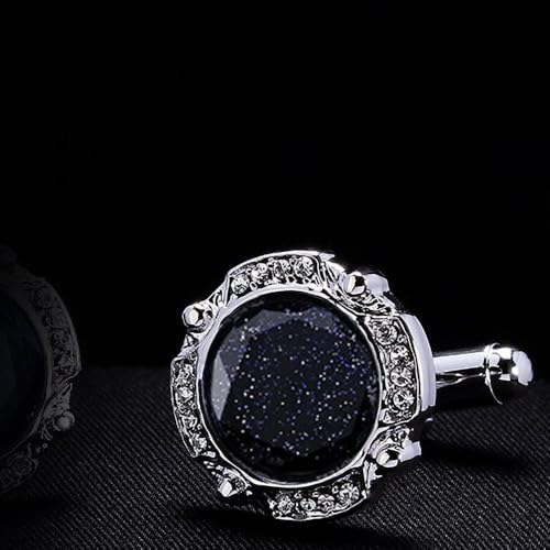 Set de Mancuernillas Galaxy Redondas Azul Oscuro 2 Pzs miniatura 5