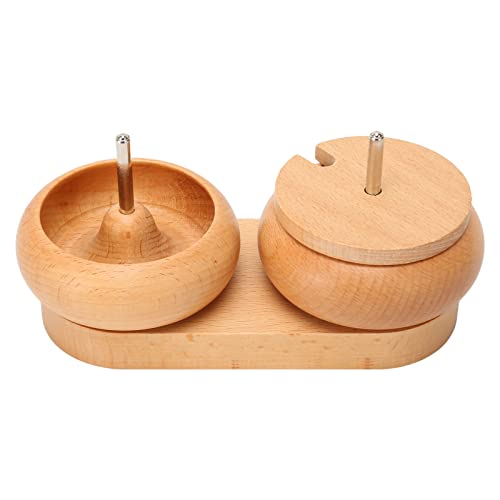 Fdit Polished Wooden Bead Spinner Bowl with Lid and Stainless Steel Shaft for Efficient Beading Workshops