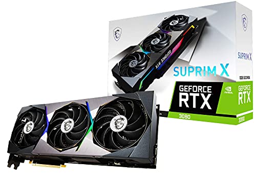 MSI Gaming GeForce RTX 3080 LHR 10GB GDRR6X 320-Bit HDMI/DP Nvlink Torx Fan 4 RGB Ampere Architecture Graphics Card (RTX 3080 Suprim X 10G LHR) (Renewed)