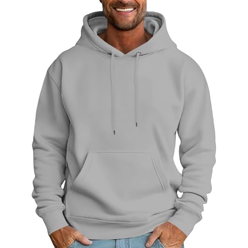 Mens Hoodies Solid Color Sweatshirts Fall Winter Pullover Hooded Neck Tops Relaxed Thermal Sweatshirts With Pocket2