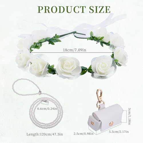 NICENEEDED 3 Stück Hundehalsband Blumenset Für Hochzeiten Perlen Perlen Hundeleine Ehering Träger Ringhalter Verstellbare Fliege Für Den Hundehals