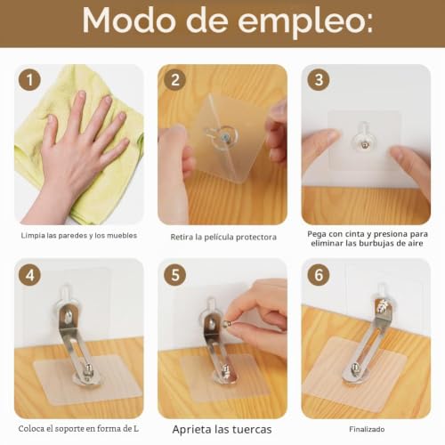 Miniatura 8 de Hotut Paquete De 8 Correas De Metal Para Muebles, Anclaje De Pared Para Muebles A Prueba De Bebés, Correas De Seguridad Ajustables, Ancla De Pared Antipuntas, Armario A Pared, Protege A Niños Pequeños
