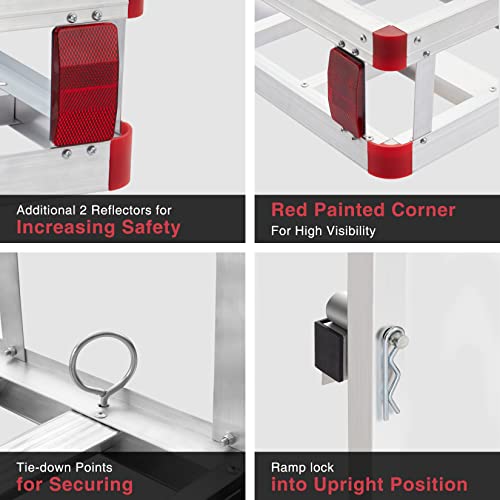 Homguava Aluminum Hitch Cargo Carrier With Ramp Hitch Mounted Luggage Trailer With Folding Ramp Mobility Scooter Carrier With Wheelchair Rack Basket For Suv, Trucks, Cars, 50"X29.5", 500Lbs Capacity #TOP5