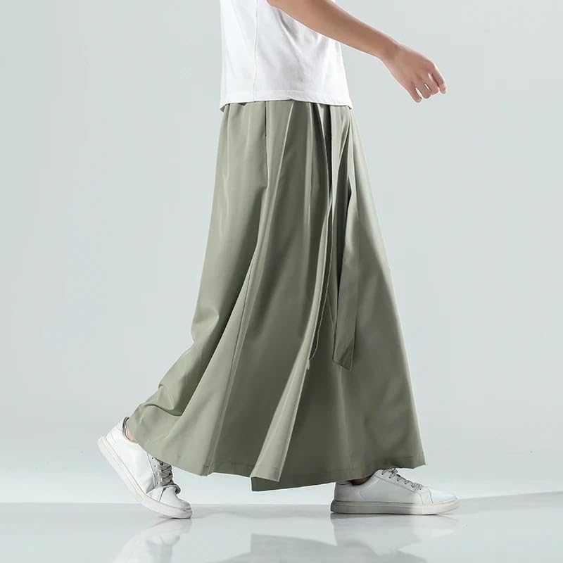 Chinese Style Men Summer Thin Ice Silk Casual Wide Pants Men Loose Harajuku Oversized Hip Hop Trousers3