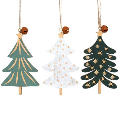 Gisela GrahamNew England Wooden Tree Decorations - set of three