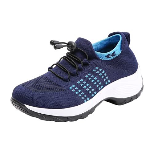 Zapatillas Running Mujer, Ortopédicos Ligeros Gym Bambas Fitness Caminar Zapatos Tenis De Mujer, Antideslizantes Senderismo Sneakers Plataforma Trainers Azul 40