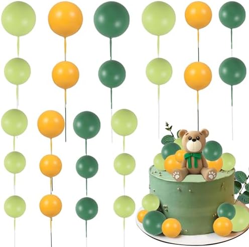 Gyufise 30Pcs Colorful Ball Cake Topper Mini Balloon Cupcake Topper DIY Foam Ball Gold Pink Blue Cake Insert Decoration for Wedding Anniversary Baby Shower Birthday Party Supplies