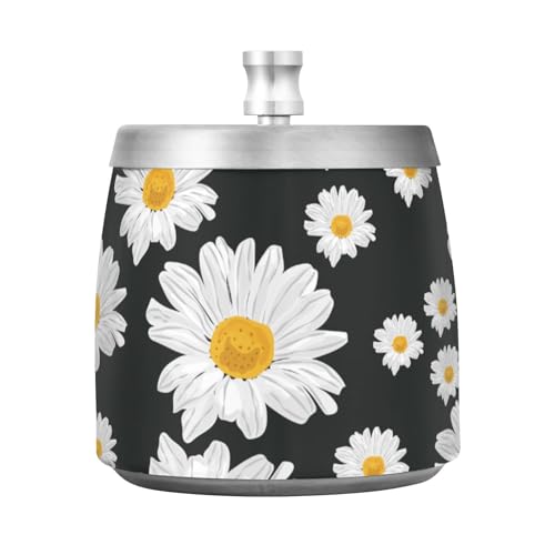 Cendrier de voyage noir blanc acier inoxydable couvercle maison - 3
