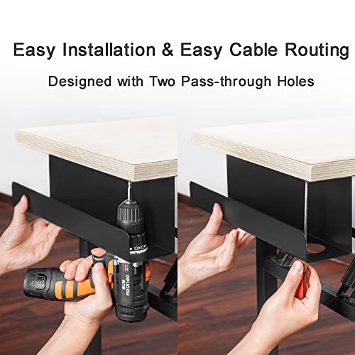 Bandeja para gestión de cables debajo del escritorio 17 pulgadas, pack de 2 con canal en J de 31.5 pulgadas y bandeja de gestión de cables bajo escritorio miniatura 3