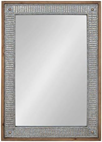Kate and Laurel Deely Farmhouse Wood and Metal Wall Mirror, Rusti...