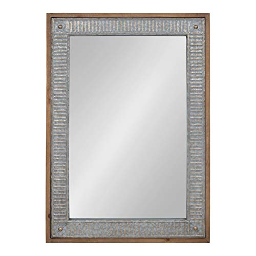 Kate and Laurel Deely Farmhouse Wood and Metal Wall Mirror, Rustic Brown by Kate and Laurel - Used condition - US$117.65